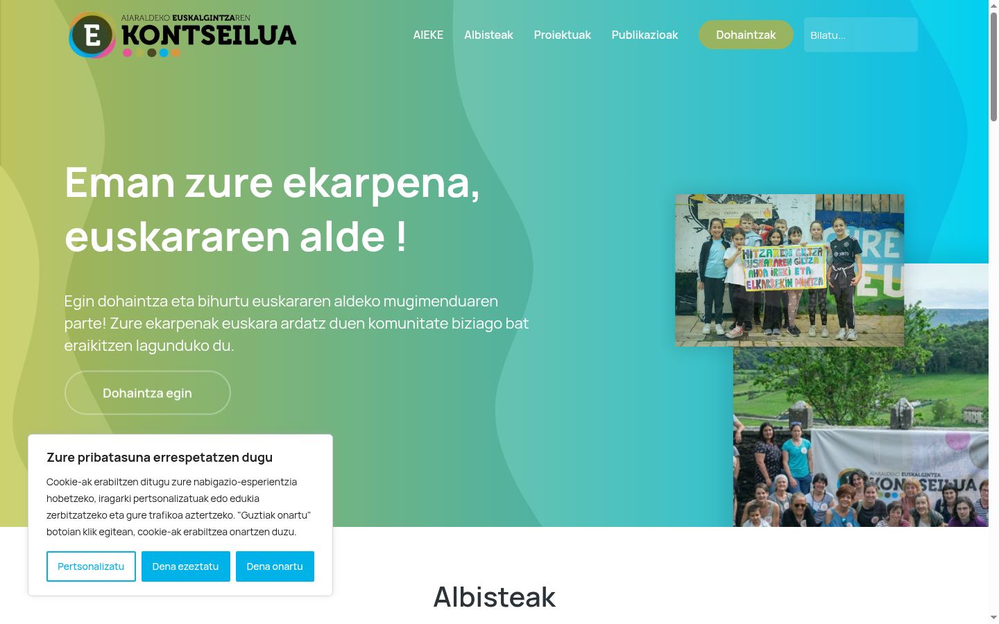 Screenshot des Einwilligungsbanners vor jeglicher Interaktion