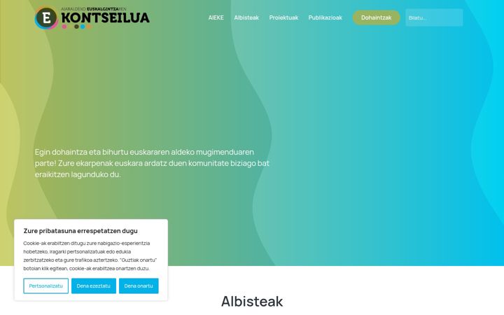 Screenshot of aiaraldekoeuskalgintza.eus