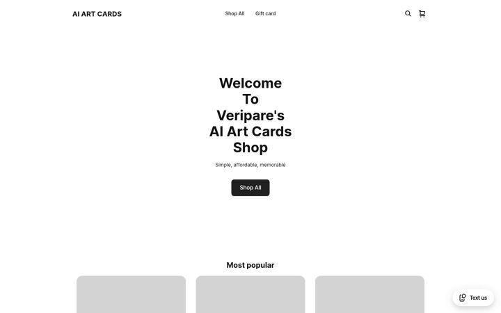 Screenshot of aiartcards.shop