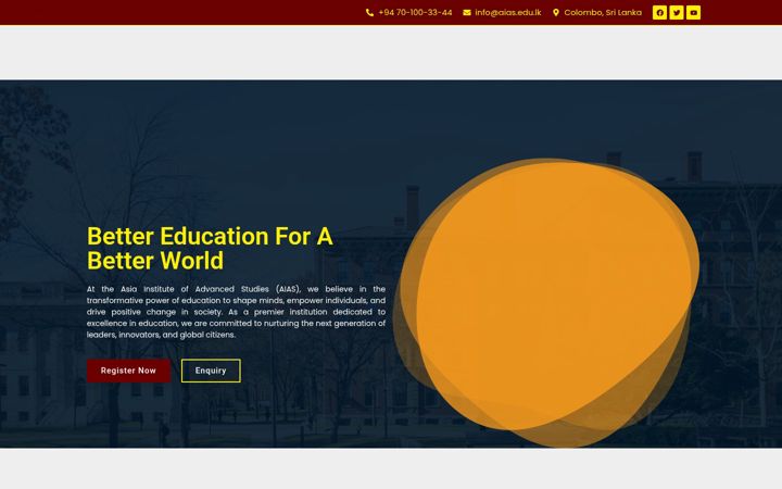 Screenshot of aias.edu.lk