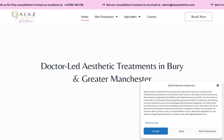 Screenshot of aiazaestheticsbydransari.com