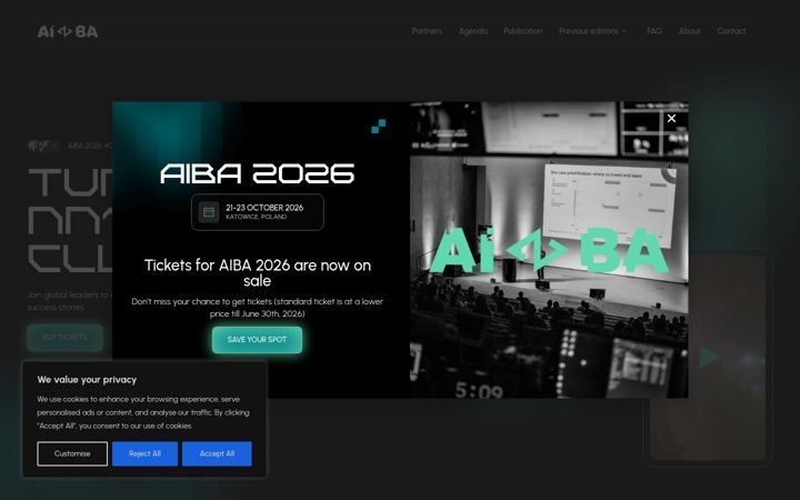 Ekrānuzņēmums no aibaconference.com