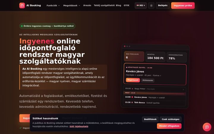 Screenshot of aibooking.hu