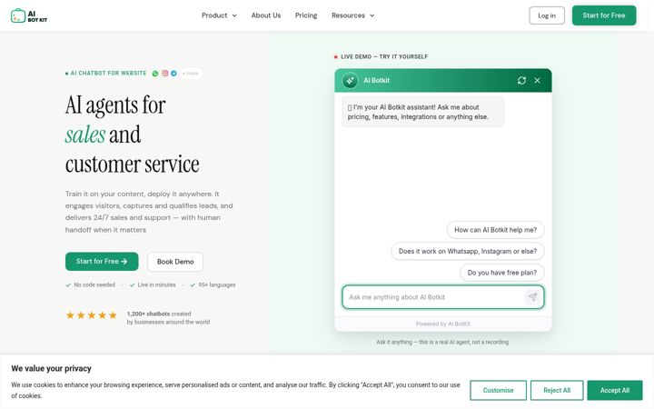 Skærmbillede af aibotkit.io