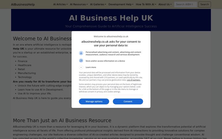 Screenshot of aibusinesshelp.co.uk
