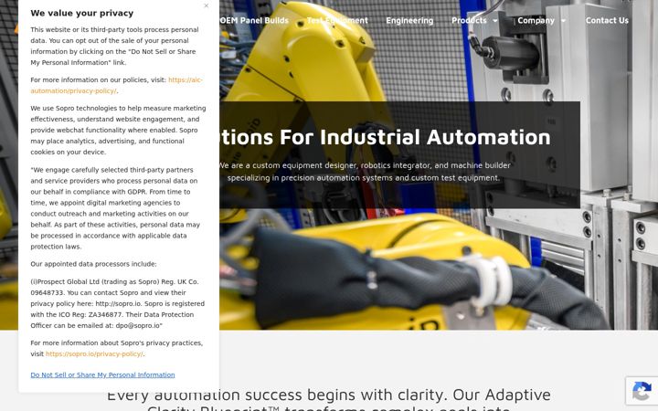 Screenshot of aic-automation.com