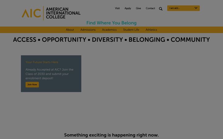 Screenshot van aic.edu