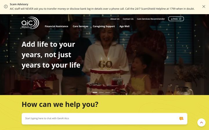 Screenshot of aic.sg