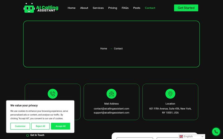Screenshot of aicallingassistant.com