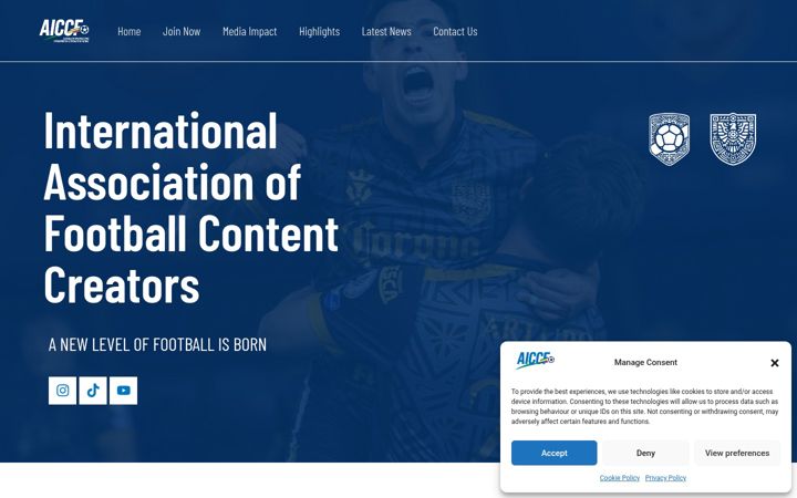 Snímek obrazovky aiccfofficial.com