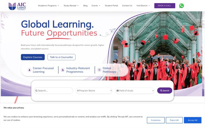 Screenshot of aicedu.lk