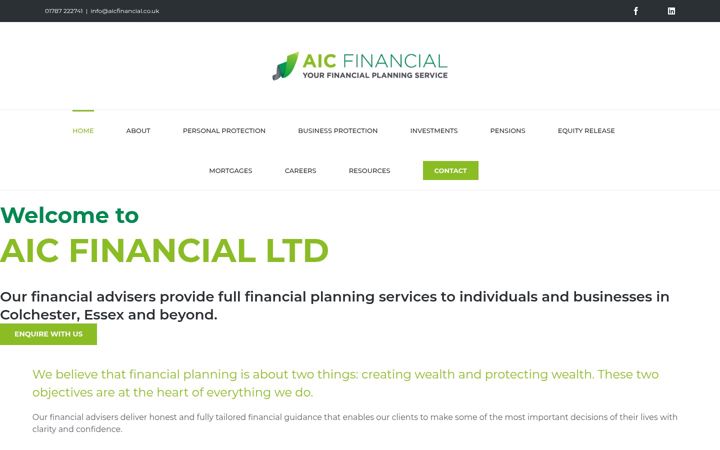 Screenshot of aicfinancial.co.uk