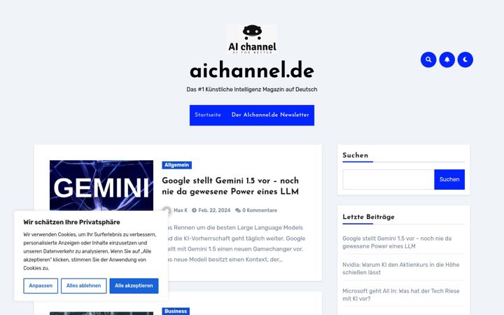 Screenshot stránky aichannel.de