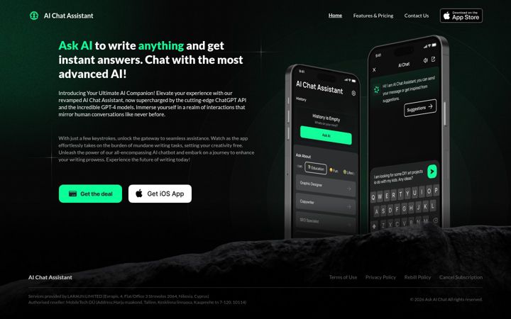 Snímek obrazovky aichat-app.com