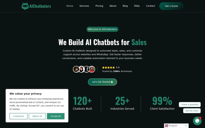 Screenshot of aichatboters.com