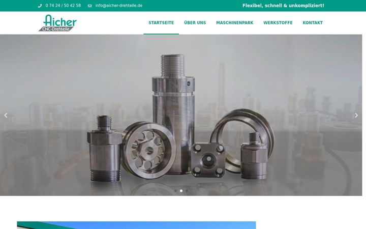 Screenshot of aicher-drehteile.de