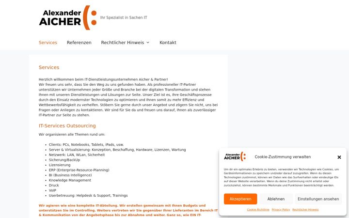 Skjámynd af aicher.at