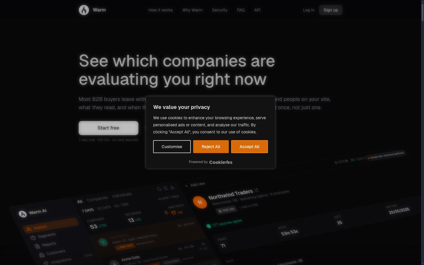 Captura de ecrã do banner de consentimento apresentado antes de qualquer interação