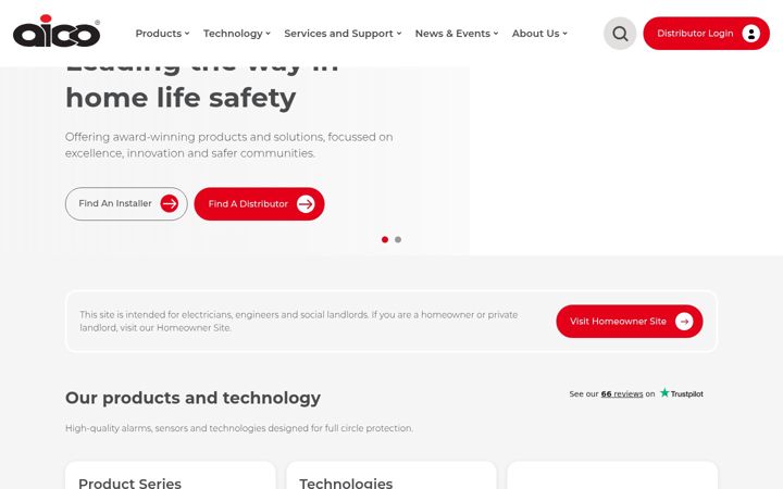 Screenshot of aico.co.uk