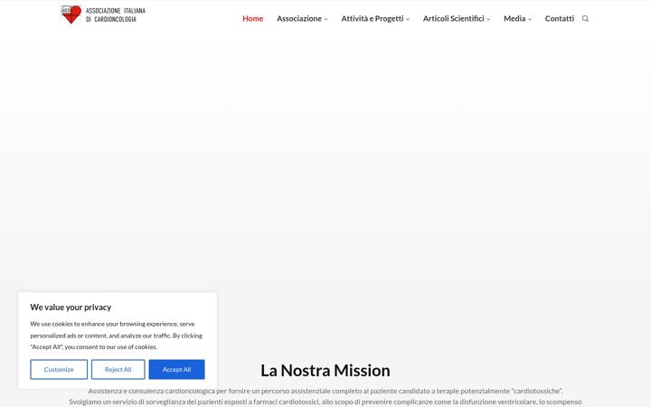 Screenshot di aicocardioncologia.it