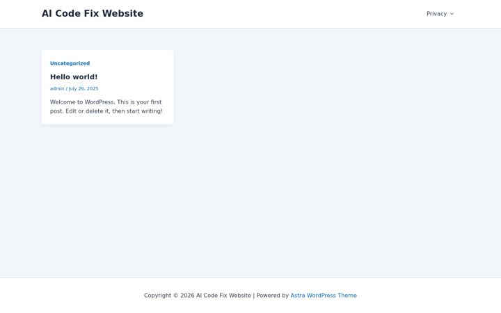 Screenshot of aicodefix.site