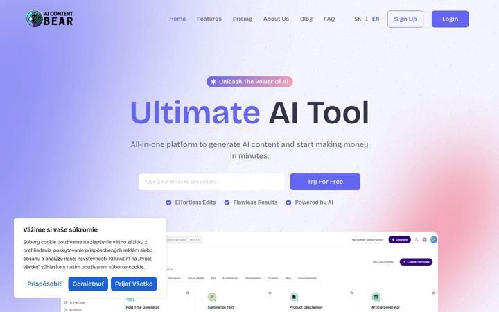 Screenshot of aicontentbear.com
