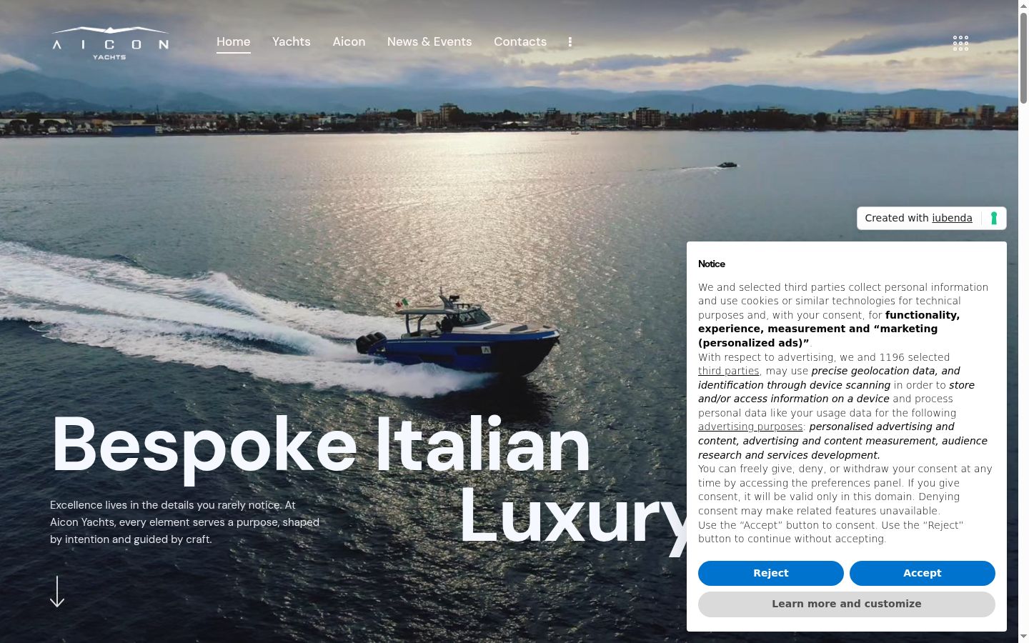 Screenshot del banner di consenso mostrato prima di qualsiasi interazione