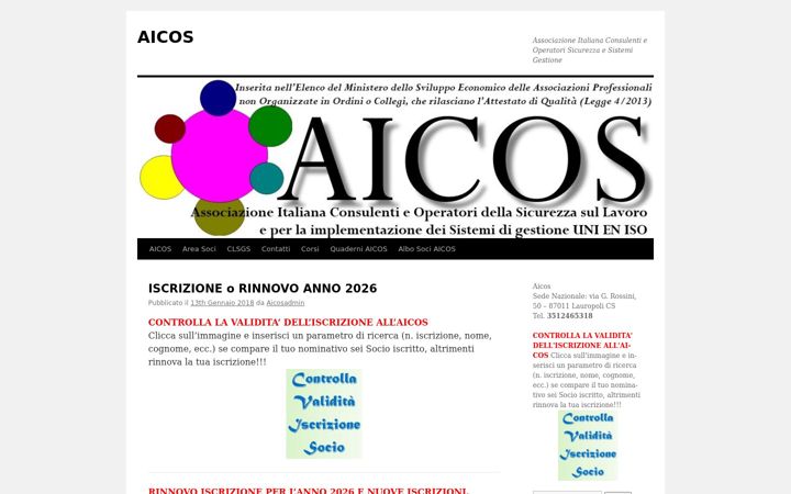 Screenshot of aicos.it