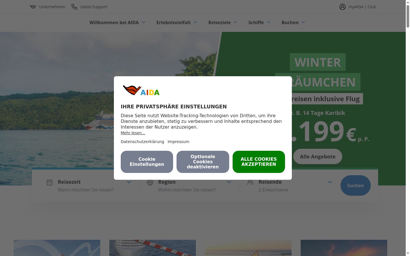 Sutikimo reklamjuostės, rodytos prieš bet kokią sąveiką, ekrano kopija