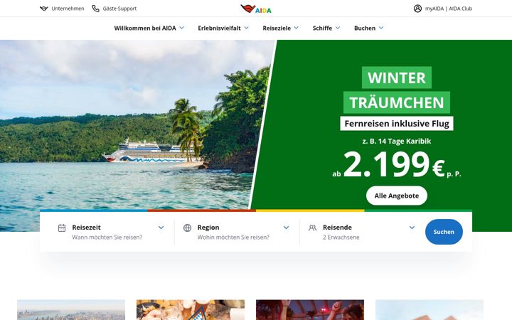 Screenshot of aida.de