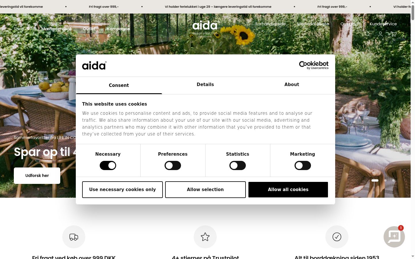 Screenshot of the consent banner shown before any interaction
