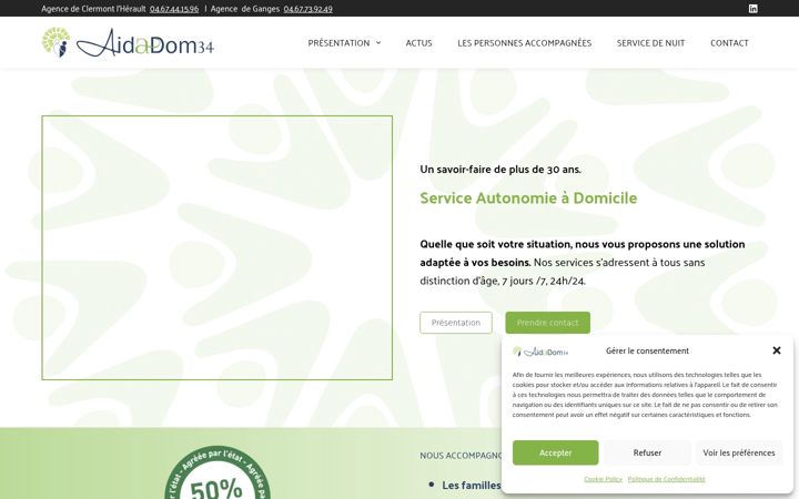 Screenshot of aidadom34.fr