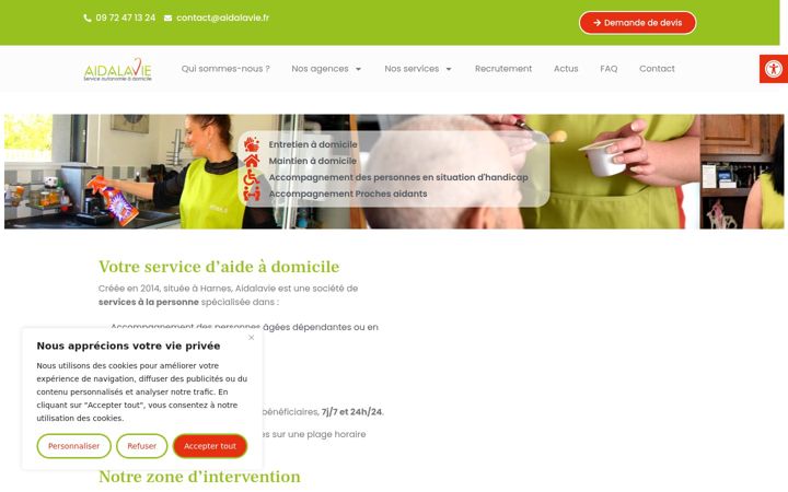Kuvakaappaus sivustosta aidalavie.fr