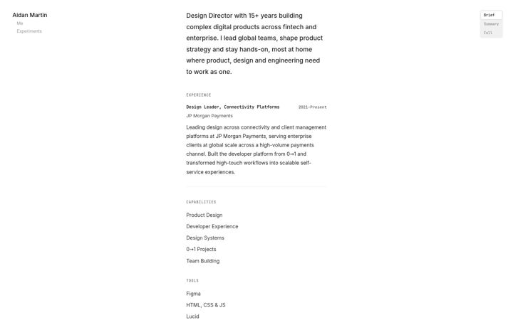 Screenshot of aidanmartin.co.uk