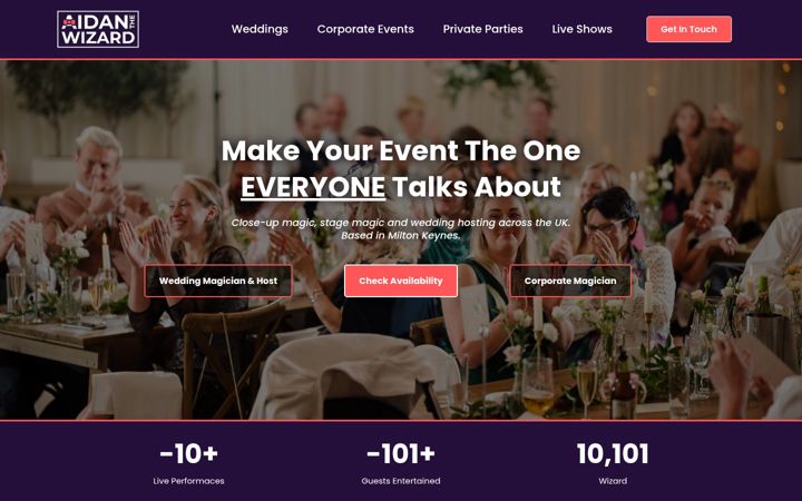Screenshot of aidanthewizard.com