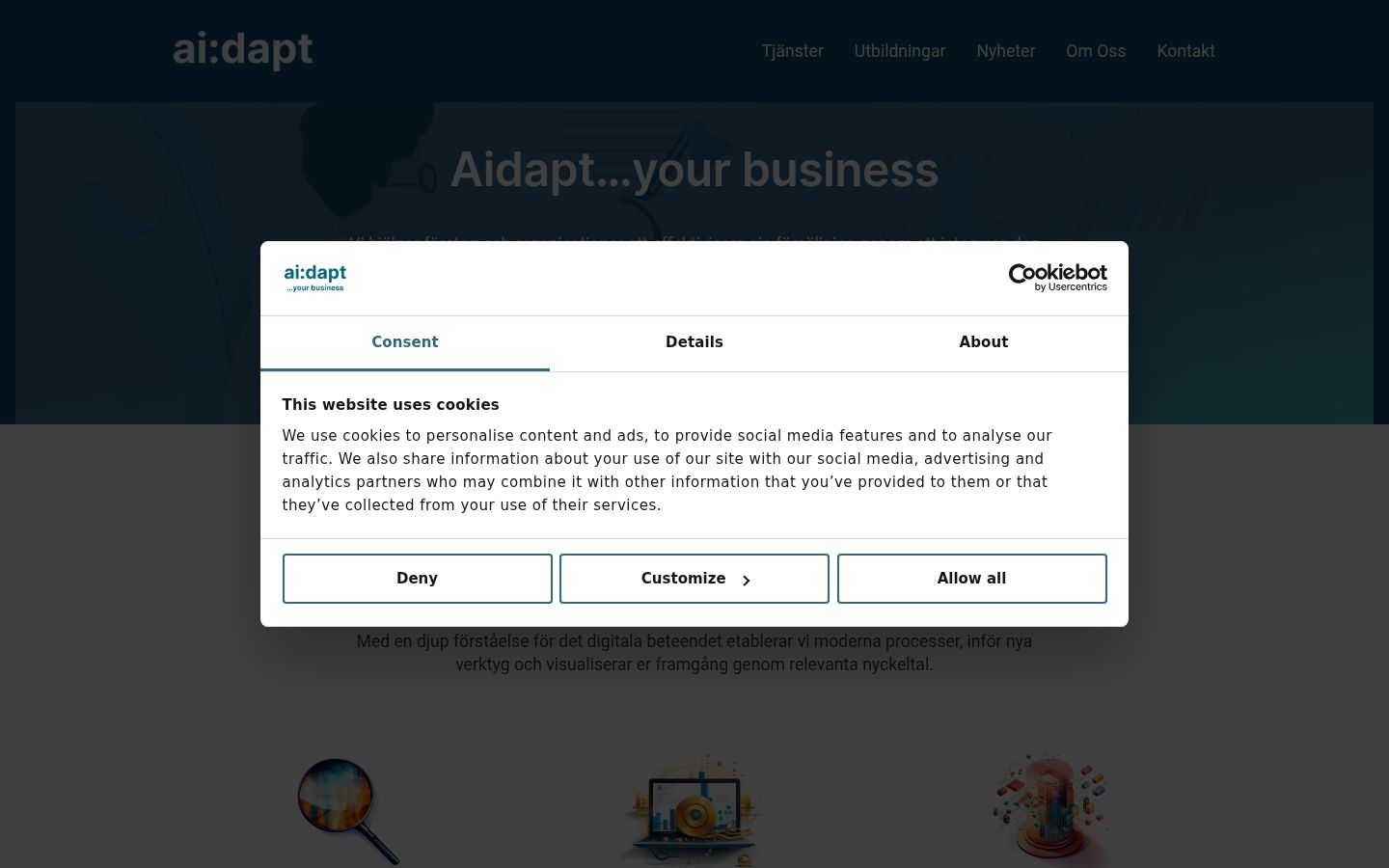 Ekraanipilt nõusolekubännerist, mida näidati enne mis tahes suhtlust