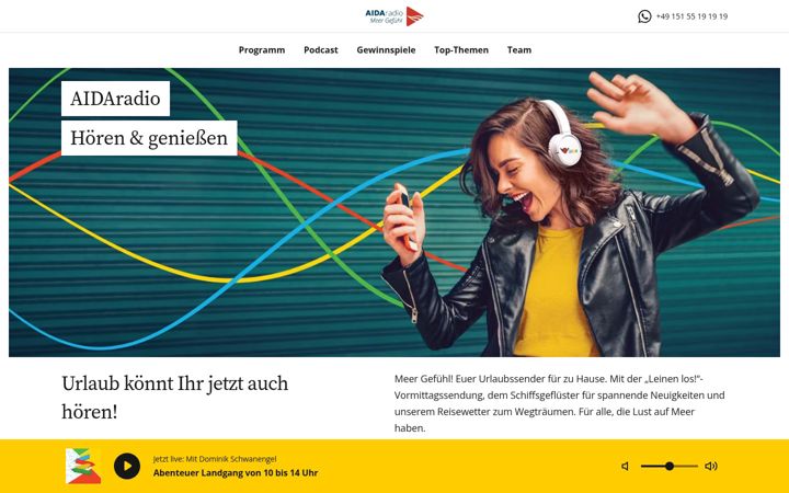 Screenshot of aidaradio.de