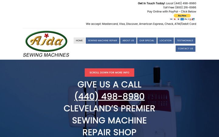 Screenshot of aidasewingmachines.com