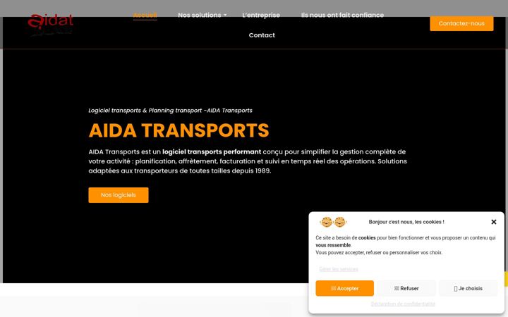 Skjámynd af aidatransports.com