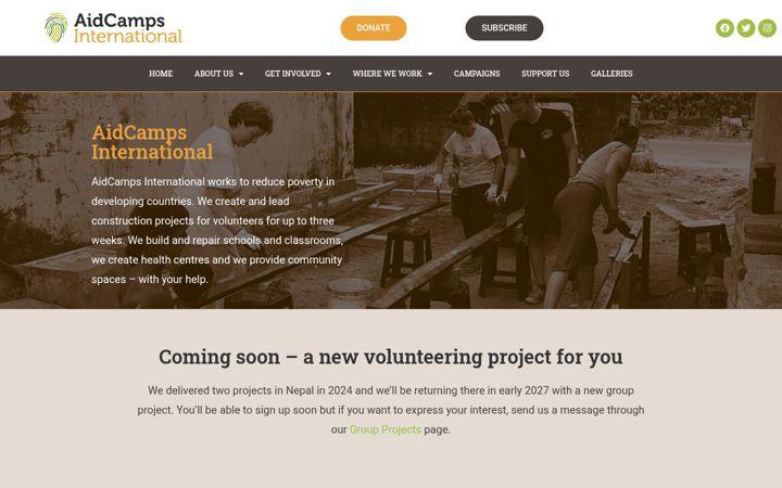 Screenshot ta' aidcamps.org