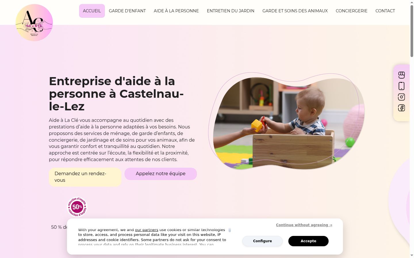 Screenshot del banner di consenso mostrato prima di qualsiasi interazione