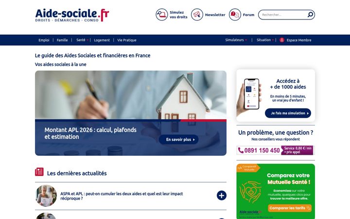 Screenshot of aide-sociale.fr