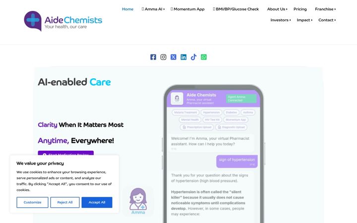 Captura de pantalla de aidechemist.com