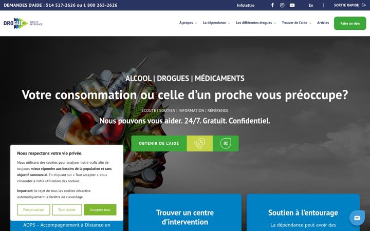 Screenshot of aidedrogue.ca