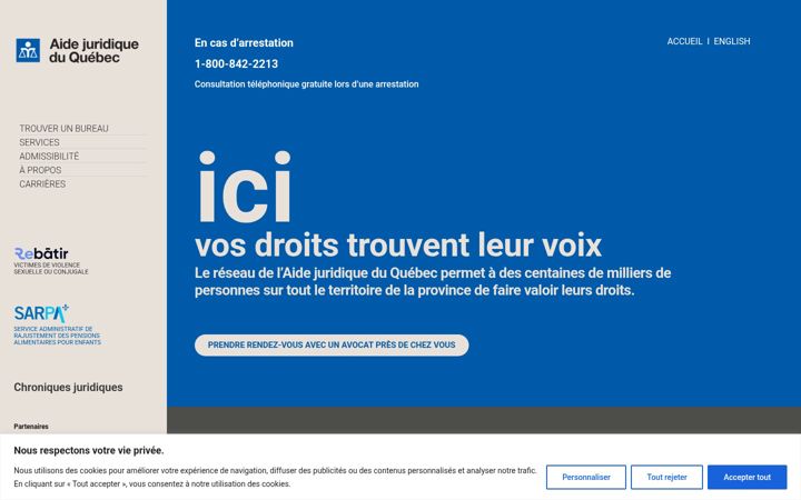Screenshot of aidejuridique.quebec