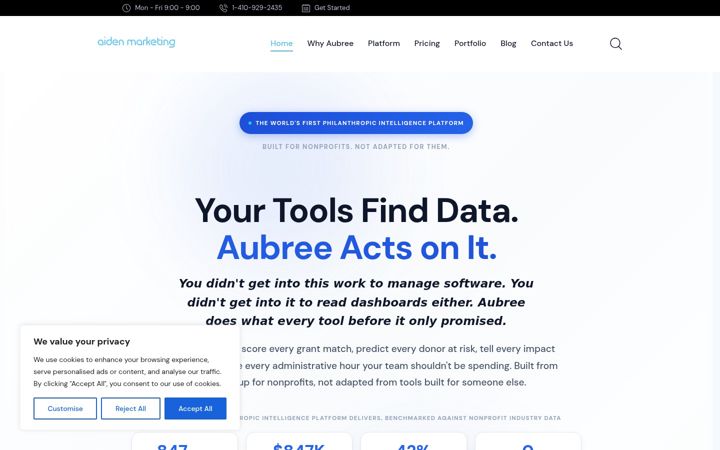 Captura de pantalla de aidenmarketing.com