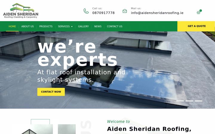 Screenshot ta' aidensheridanroofing.ie