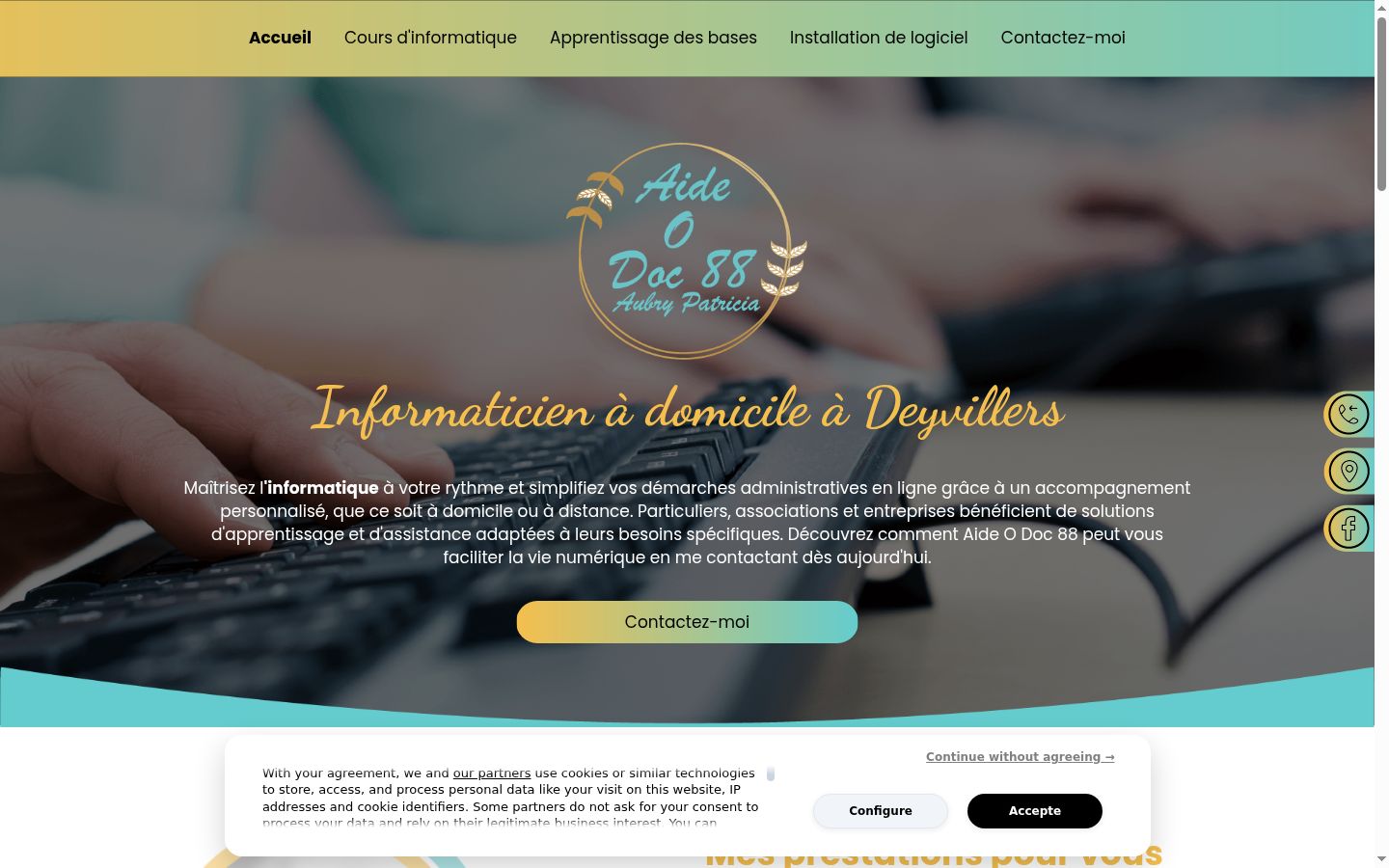 Screenshot del banner di consenso mostrato prima di qualsiasi interazione
