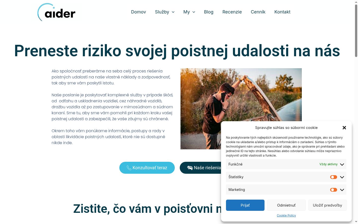 Snímek obrazovky baneru souhlasu zobrazeného před jakoukoli interakcí