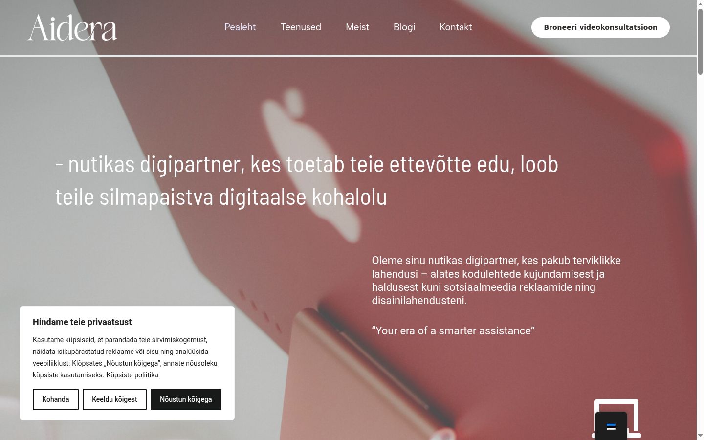 Screenshot of the consent banner shown before any interaction